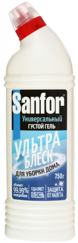 Средство чистящее для сантехники Sanfor Universal 10 в 1, 750 мл, «Ультра блеск», гель, с хлором