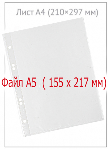 Файл А5 перфорированный «Бюрократ Премиум», 40 мкм, текстурированный, 155*217 мм (до 60 л.)