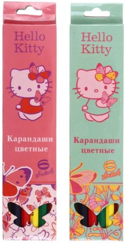 Карандаши цветные Hello Kitty, 6 цветов, длина 175 мм, ассорти