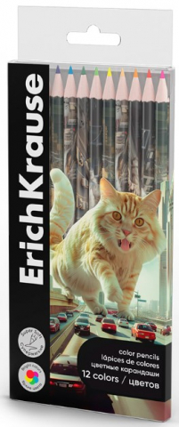 Карандаши цветные ErichKrause Big City Cats, 12 цветов Карандаши цветные ErichKrause Big City Cats, 12 цветов