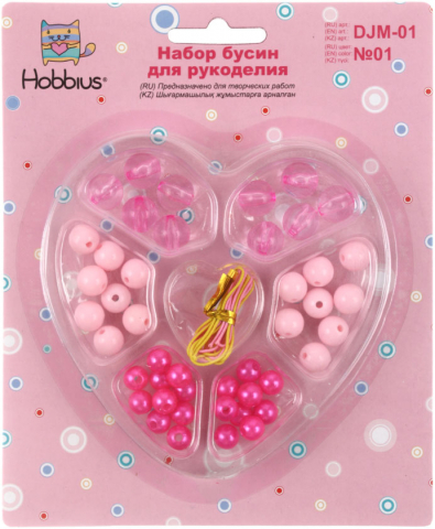 Набор бусин для рукоделия Hobbius, №01, ассорти Набор бусин для рукоделия Hobbius, №01, ассорти