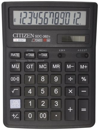 Калькулятор 12-разрядный Citizen SDC-382II, черный