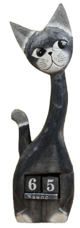 Благотворительный деревянный настольный календарь «Вечный», 15*5*53 см, «Кошечка» (англ.яз.: месяцы)  