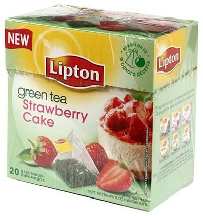 Чай Lipton ароматизированный пакетированный, 28 г, 20 пирамидок, Strawberry Cake, зеленый чай