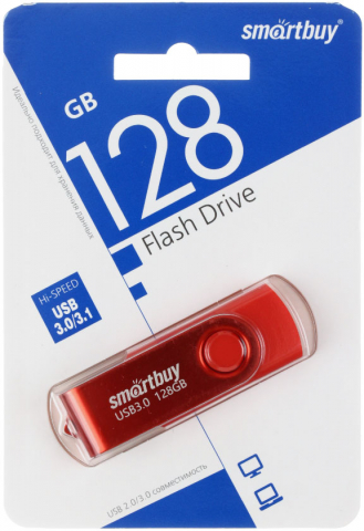 Флеш-накопитель SmartBuy Twist, 128 Gb, корпус красный