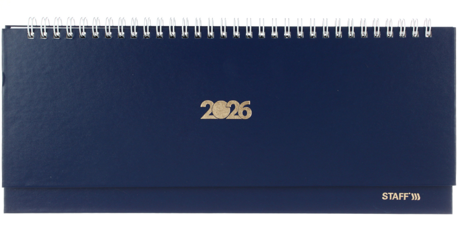 Планинг датированный на гребне на 2026 год Staff 300×130 мм, 64 л., синий Планинг датированный на гребне на 2026 год Staff 300×130 мм, 64 л., синий