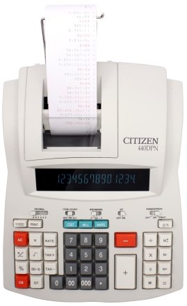 Калькулятор печатающий 14-разрядный Citizen CX-440 DPN, белый Калькулятор печатающий 14-разрядный Citizen CX-440 DPN, белый