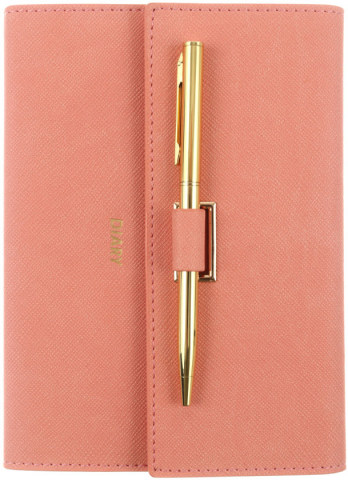 Ежедневник недатированный Lorex Elegance с ручкой, 120*170 мм, 80 л., коралловый