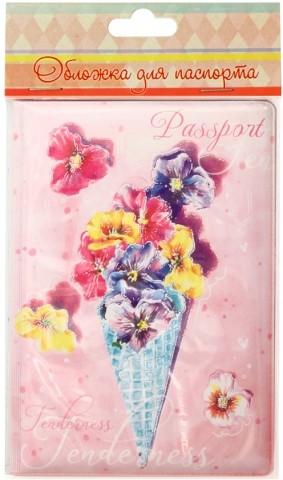 Обложка для паспорта «Феникс Презент», 133*191 мм, «Фиалки в рожке»