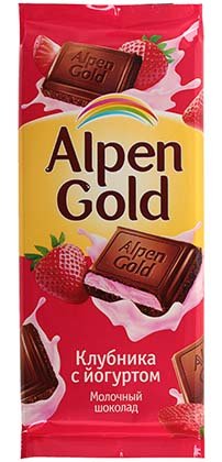 Шоколад Alpen Gold, 90 г, «Клубника с йогуртом», молочный шоколад
