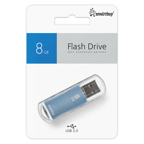 Флеш-накопитель SmartBuy V-Cut (2.0) 8 Gb, корпус синий Флеш-накопитель SmartBuy V-Cut (2.0) 8 Gb, корпус синий