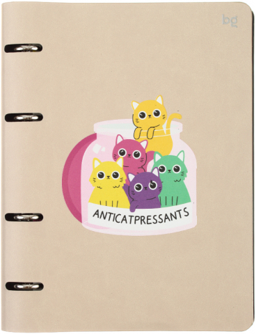 Тетрадь общая А5, 120 л. на кольцах BG, 160*215 мм, клетка, «Котики»