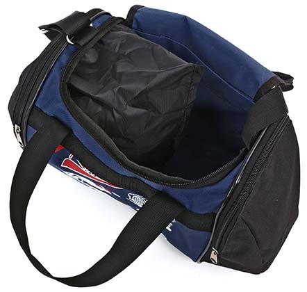 Сумка дорожная детская на плечо Cagia 608702, 200*390*180 мм, синяя с черными вставками, с рисунком