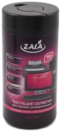 Салфетки чистящие для техники универсальные Zala, 100 шт., в тубе Салфетки чистящие для техники универсальные Zala, 100 шт., в тубе
