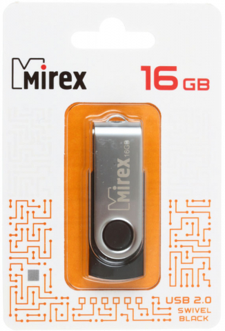 Флэш-накопитель Mirex Swivel, 16Gb, корпус черный