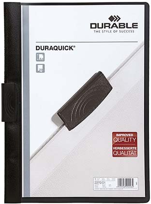 Папка пластиковая с клипом Durable Duraquick, А4, 20 л, толщина пластика 0,4 мм, черная