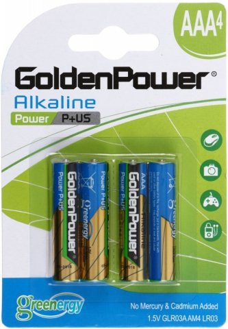 Батарейка щелочная GoldenPower Alkaline, ААА, LR03, 1.5V 